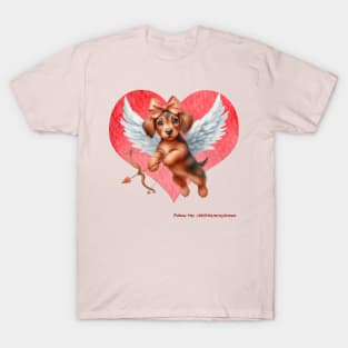 Cute Valentine Cupid Dachshund Heart T-Shirt